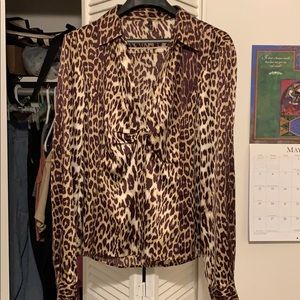 Tahari leopard print blouse